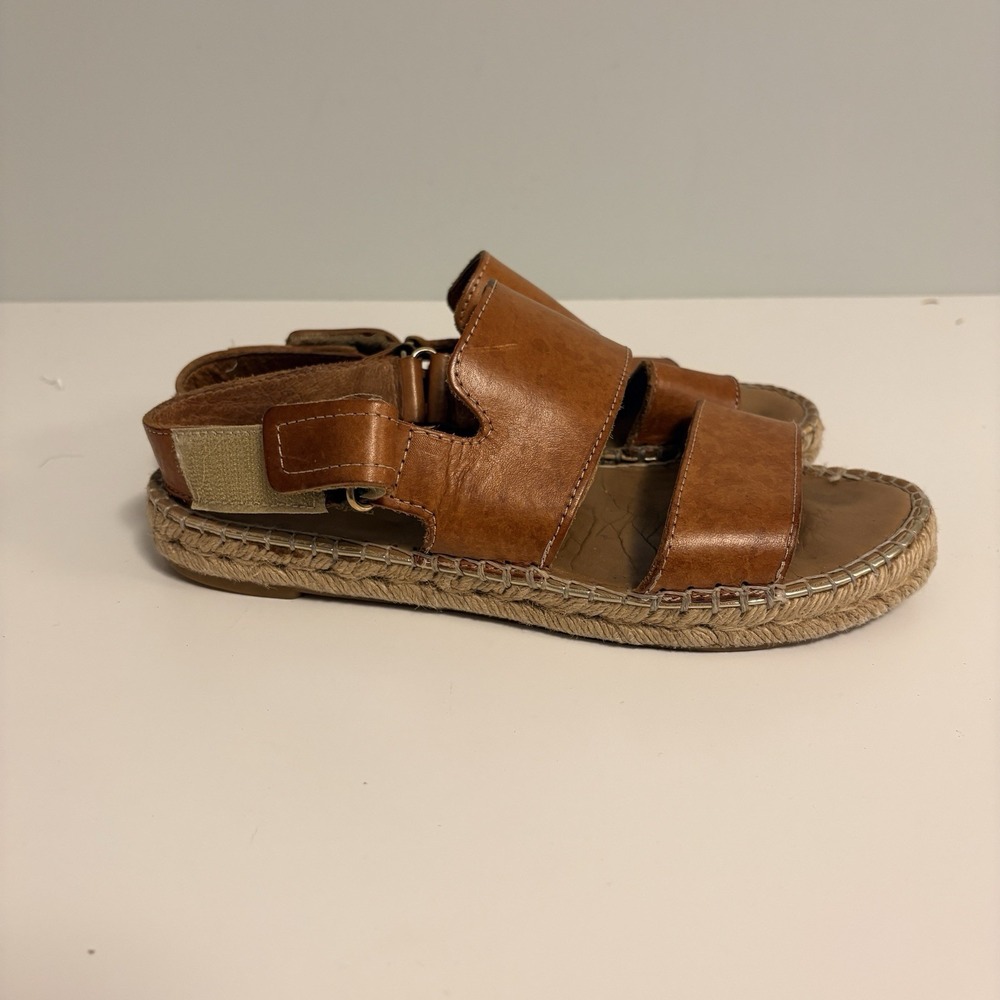 Maypol Women's Brown Leather Flat Sandals Sz 37 Vacation Made In Spain